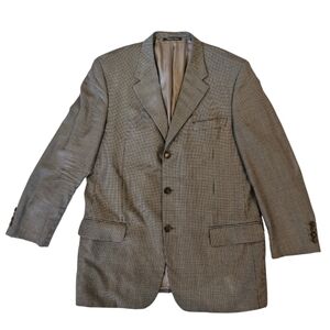 ZANELLA Black & Tan Houndstooth Wool/Silk Blazer | SZ 44